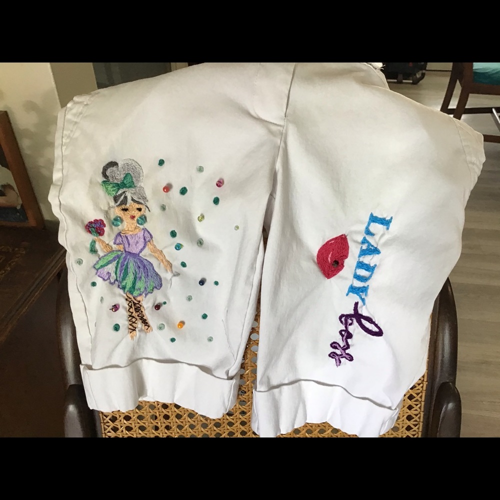 Beautifully embroidered, one of a kind, shorts.